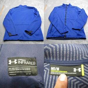 Under Armour Jacket Men Medium Blue SoftShell ColdGear Infrared Storm 2 Full Zip